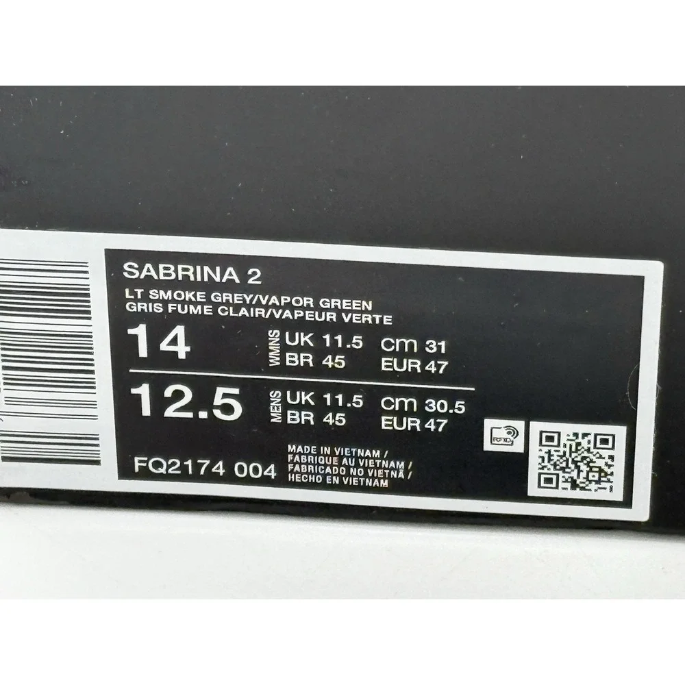 Women's Size 14 / Men's 12.5 - Nike Sabrina 2 Fresh Mint FQ2174-004 No Box Lid